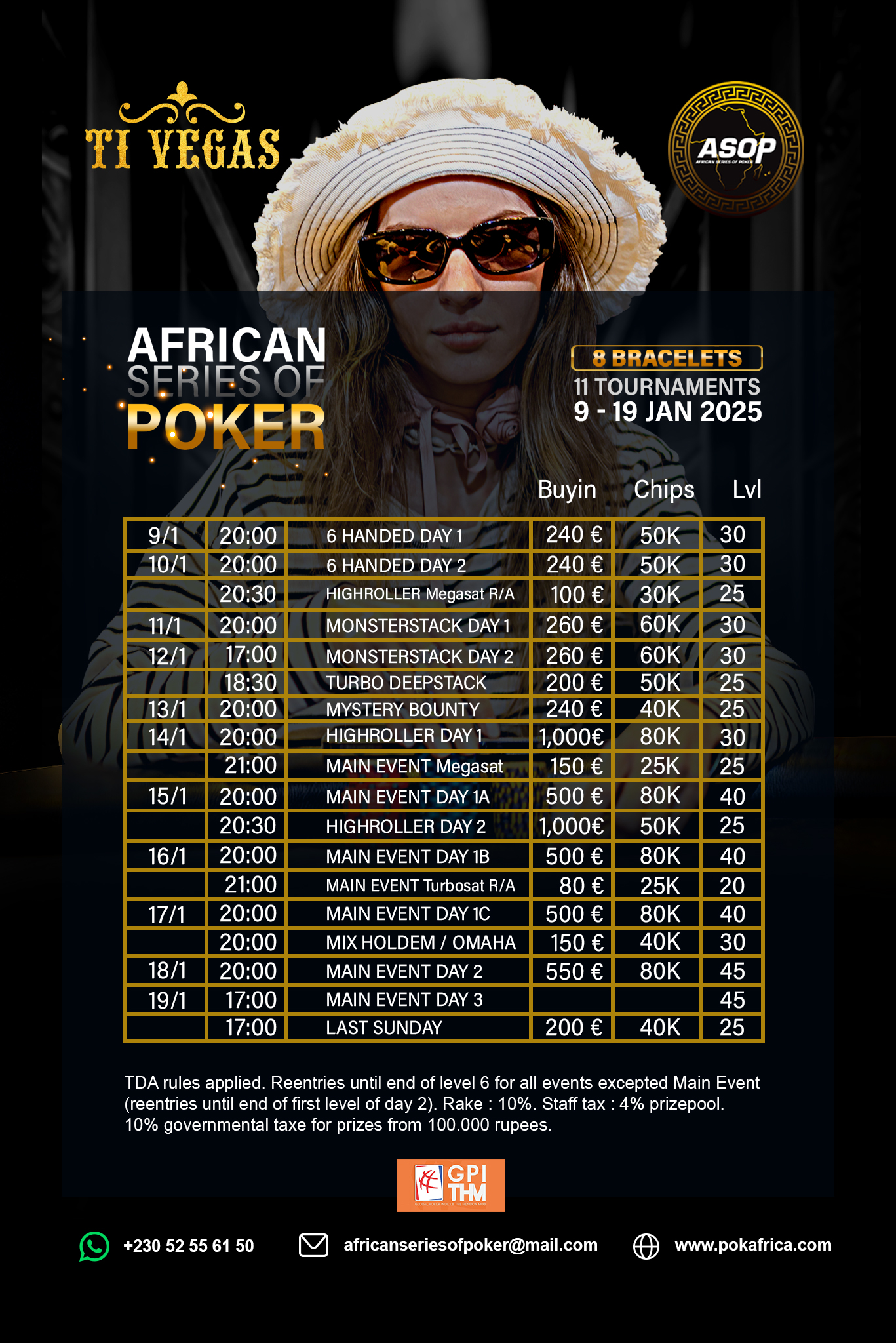 AFRICAN SERIES OF POKER 9 19 JAN 2025 programme Poster